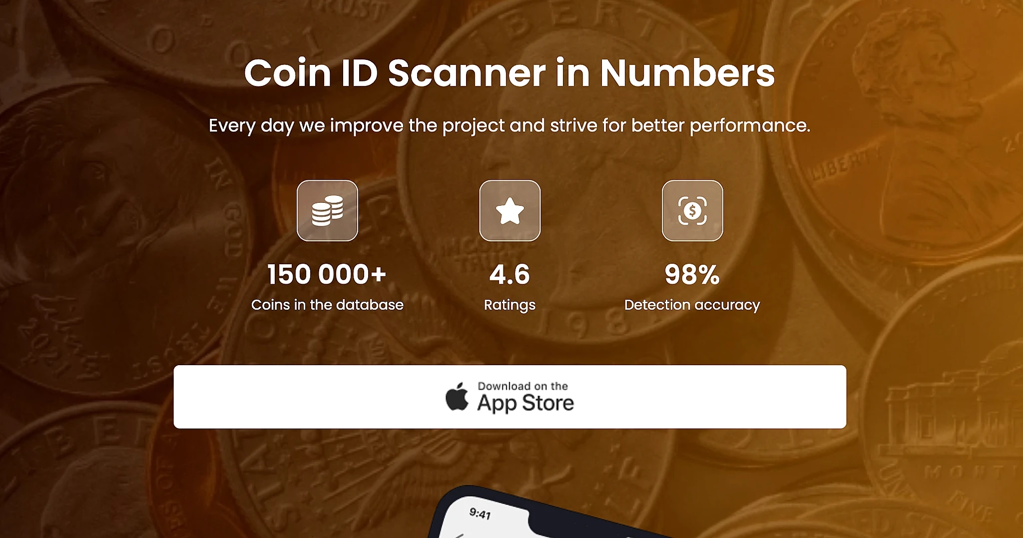 Coin ID Scanner statistics confirming the app is a good choice for all interested in coins.