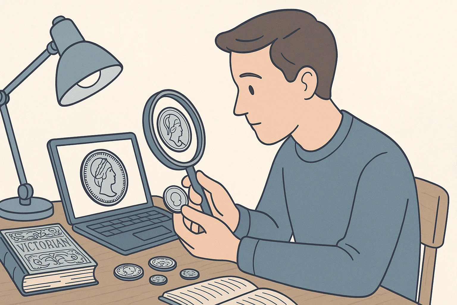 A collector explores old Victorian era British coins.